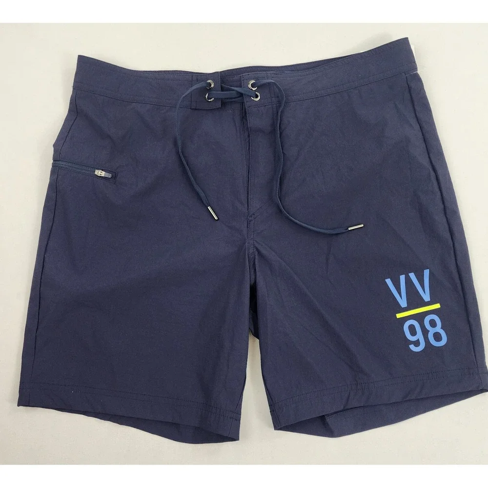 Vineyard Vines Performance VV98 swim trunks shorts W 32 navy pocket zip $98 mens